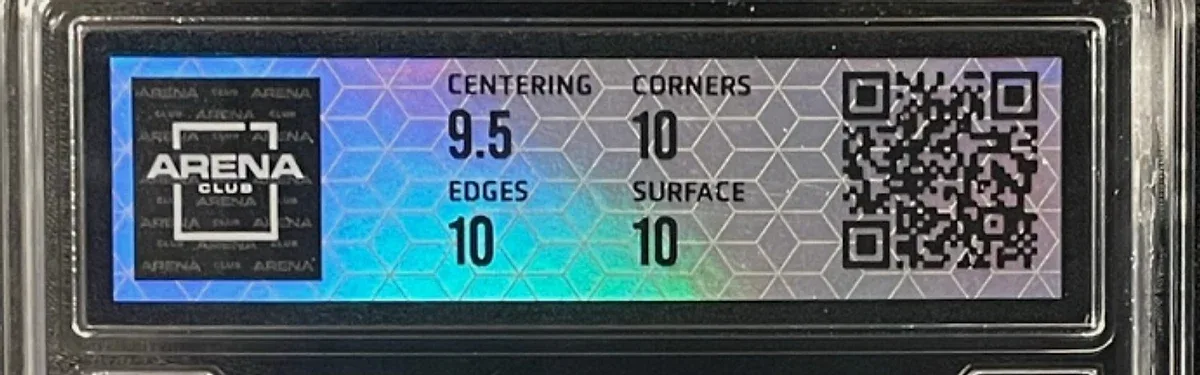 Close view of the back label on a Arena Club slab