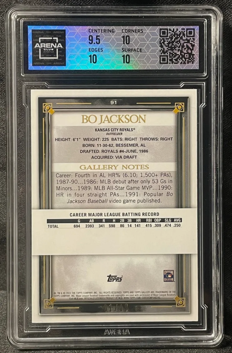 Example of a Arena Club graded slab, back