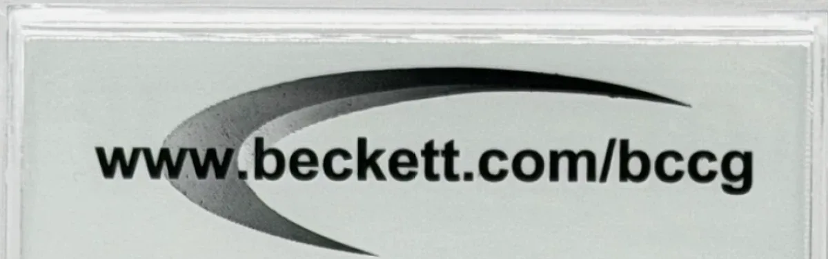 Close view of the back label on a BCCG (Beckett Collectors Club Grading) slab
