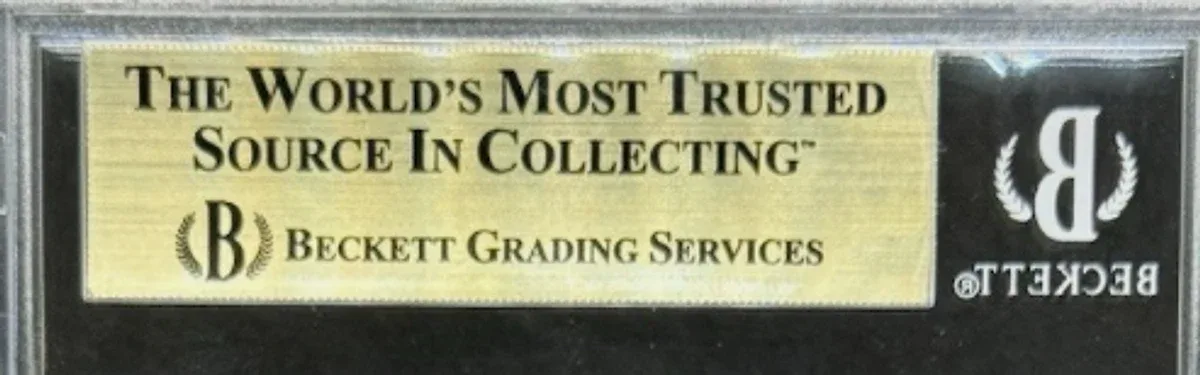Close view of the back label on a BGS / Beckett Grading Services slab
