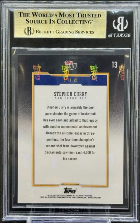 Example of a BGS / Beckett Grading Services graded slab, back