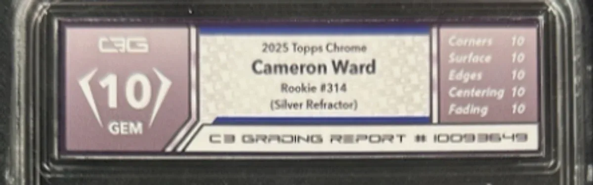 Close view of the front label on a C3 Grading slab