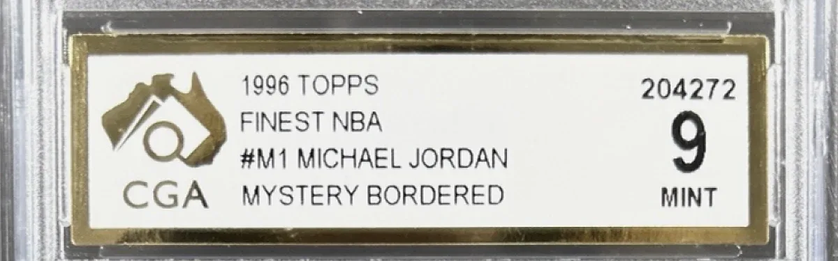 Close view of the front label on a CGA (Card Grading Australia) slab