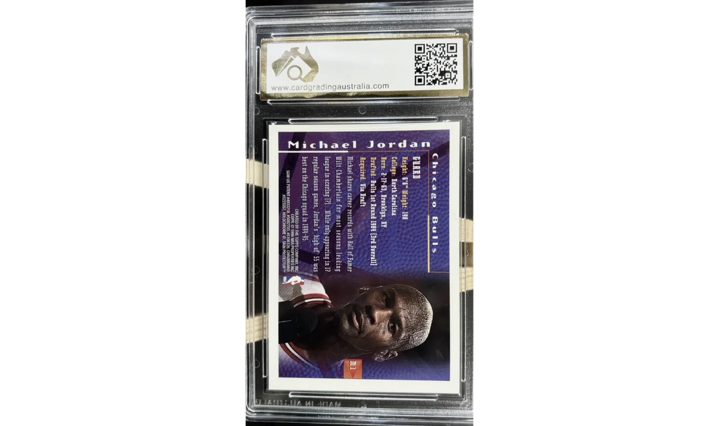 Example of a CGA (Card Grading Australia) graded slab, back
