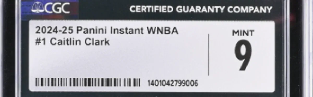 Close view of the front label on a CGC (Certified Guaranty Company) slab