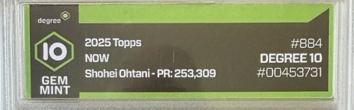 Close view of the front label on a Degree Grading slab