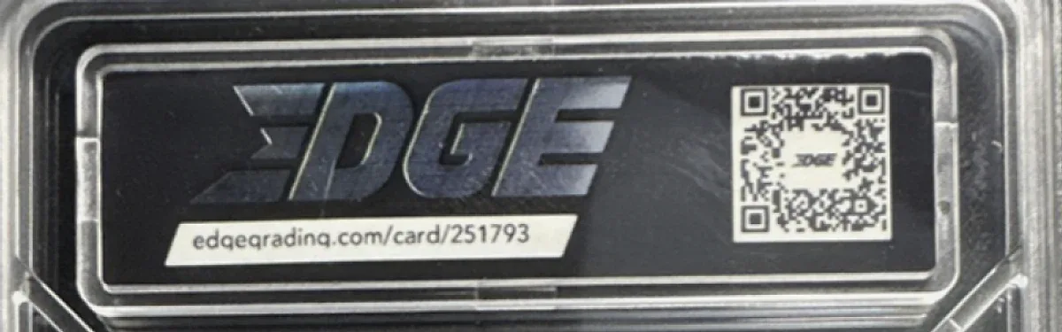 Close view of the back label on a Edge Grading slab