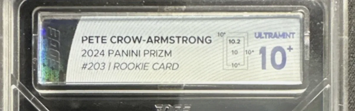 Close view of the front label on a Edge Grading slab