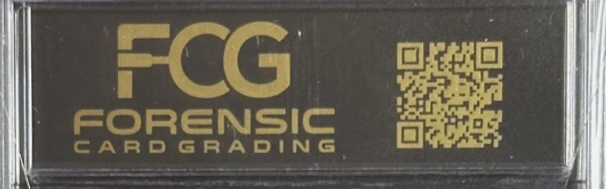 Close view of the back label on a FCG (Forensic Card Grading) slab