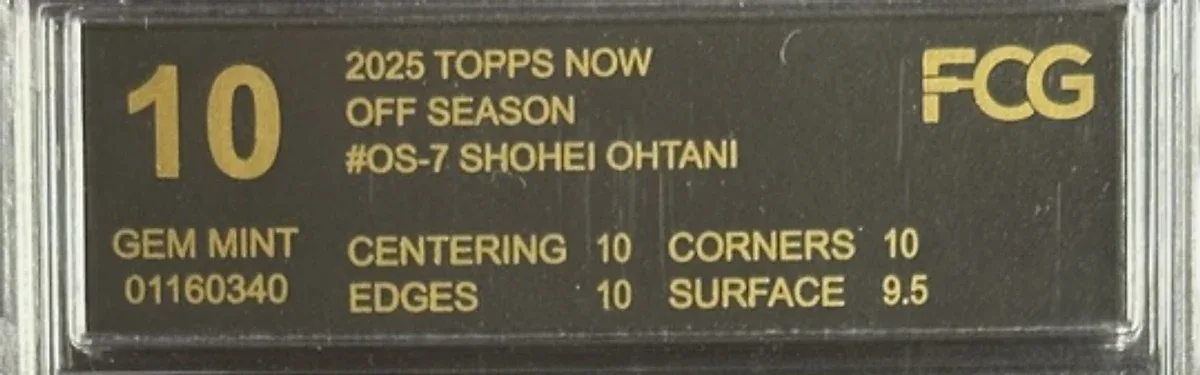 Close view of the front label on a FCG (Forensic Card Grading) slab