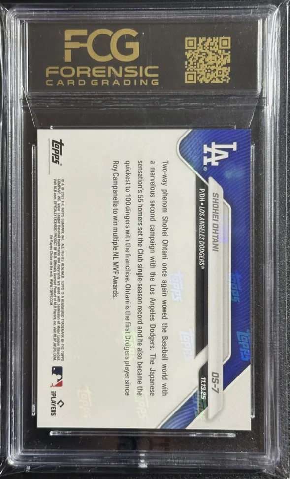 Example of a FCG (Forensic Card Grading) graded slab, back