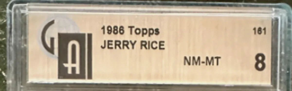 Close view of the front label on a GAI (Global Authentication Inc.) slab