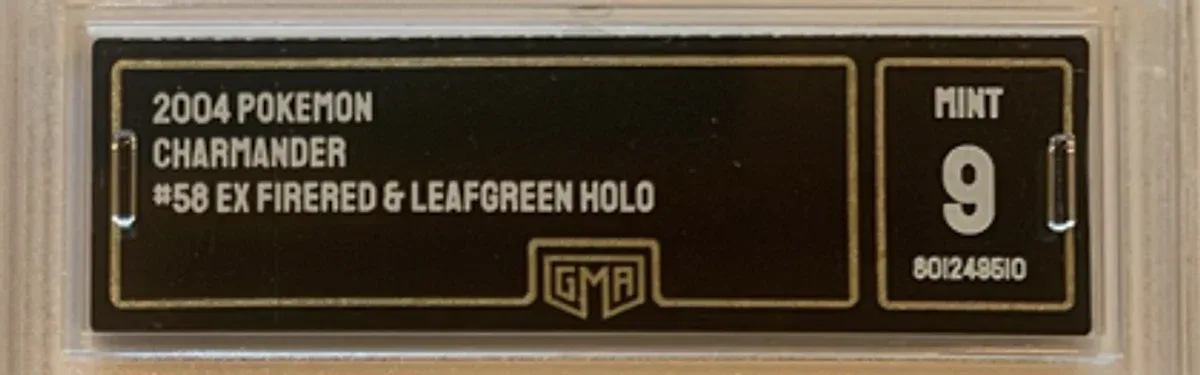 Close view of the front label on a GMA Grading & Authentication slab