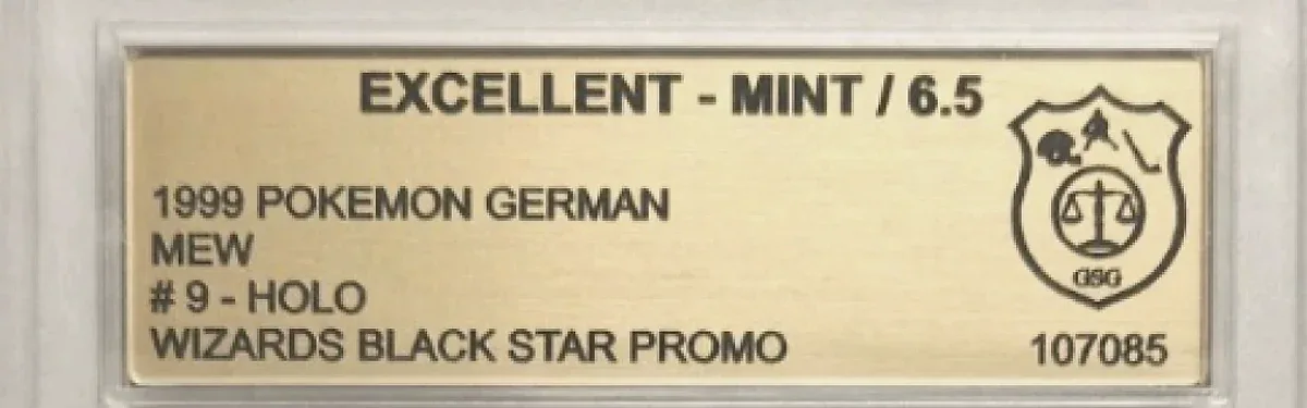 Close view of the front label on a GSG (Gold Standard Grading) slab