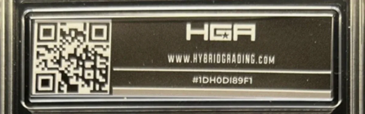 Close view of the back label on a HGA (Hybrid Grading Approach) slab