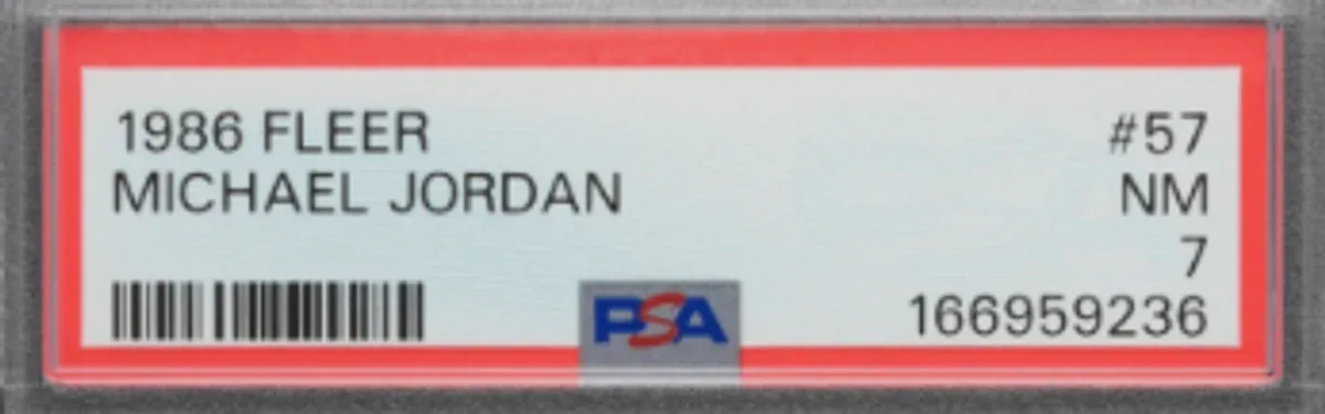 Close view of the front label on a PSA (Professional Sports Authenticator) slab