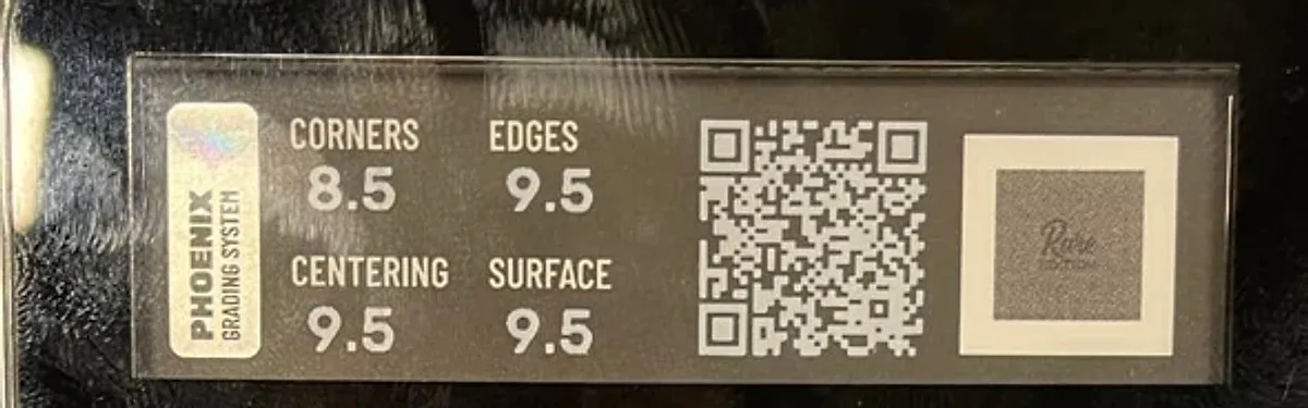 Close view of the back label on a Rare Edition slab