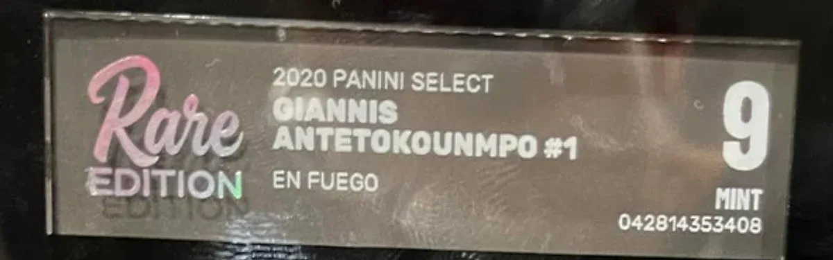 Close view of the front label on a Rare Edition slab