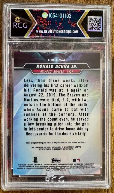 Example of a RCG (Revolution Card Grading) graded slab, back
