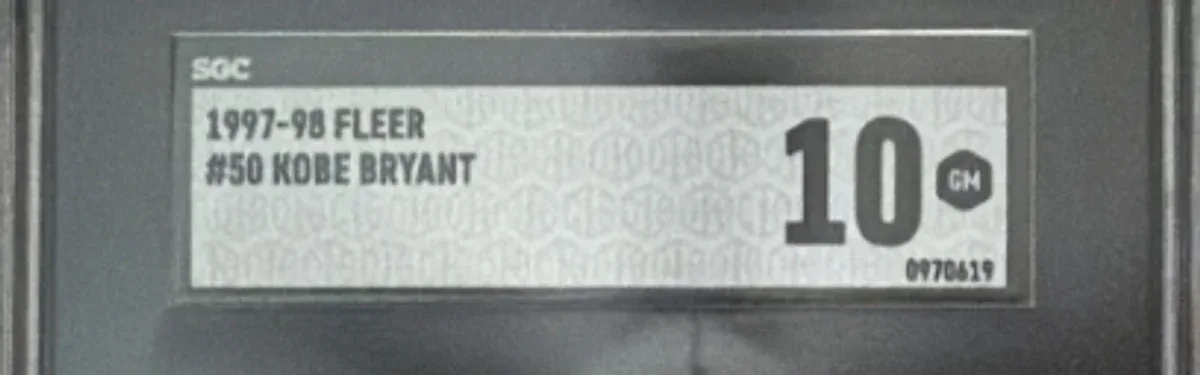 Close view of the front label on a SGC (Sportscard Guaranty Corporation) slab